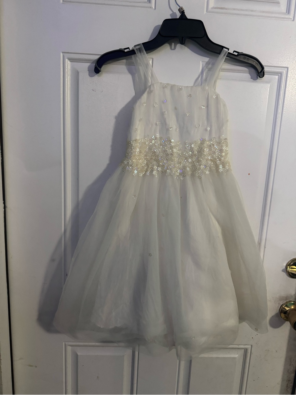 Girls Ivory Tulle Party Dress with Glitter Waistband